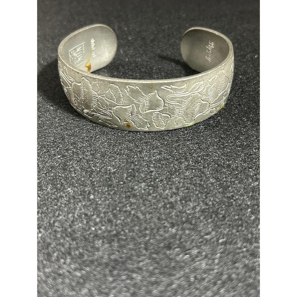 Vintage Kirk Pewter Floral Cuff
